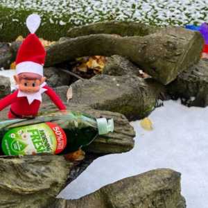 naughty elf filling the ponds with bubbles at The Puddle Project