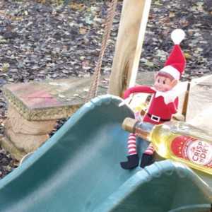 cheeky elf putting oil on a slide at The Puddle Project
